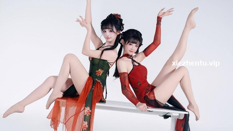 B站UP主#紫颜-小仙紫#晓丹小仙女儿 双倍旗袍舞蹈4K版素材大全