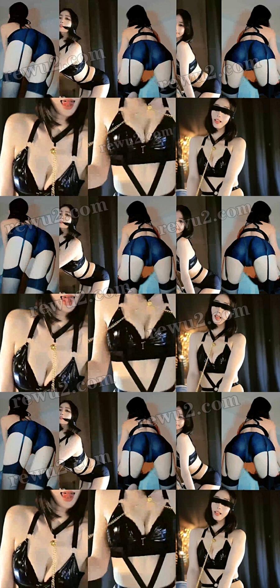 虎牙主播 刘钞钞 付费定制舞蹈 连体吊带低熊狗链 (1V3分)劲爆画面